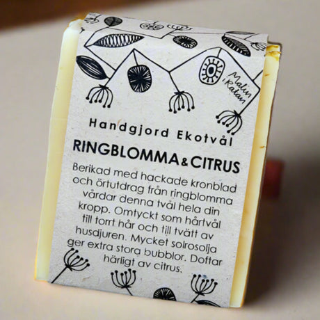 Ekotvål Ringblomma & Citrus - Fast tvål, kaffe & lakrits - Katoppa.se Karlskoga