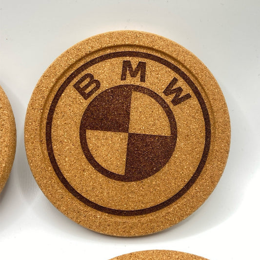 4st Underlägg BMW, 10x10cm kork